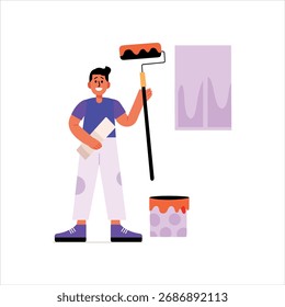 Ilustração de estilo plano bonito da pintura de parede
