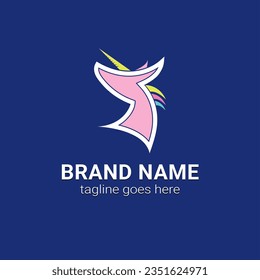 cute flat cute unicorn line style logo.logotype design