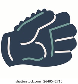 Cute flat vector baseball glove with cozy tones and hand-drawn lines, great for sport-themed graphics, team play visuals, and school-related illustrations.