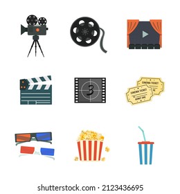 Cute flat vector cinematography elements set