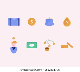 Cute Flat Vector Icons . Investment Concept. Business Making. 