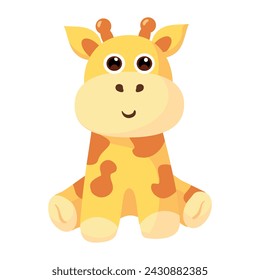Cute flat vector illustration with African animalsand plants: giraffe,crocodile,monkey, lion,tiger,zebra,rhinoceros,elephant,hippopotamus.