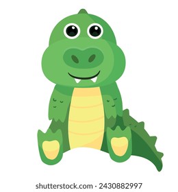 Cute flat vector illustration with African animalsand plants: giraffe,crocodile,monkey, lion,tiger,zebra,rhinoceros,elephant,hippopotamus.