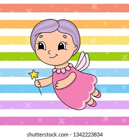 Cute flat vector illustration in childish cartoon style. Funny character. Isolated on white background.
