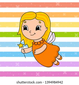 Cute flat vector illustration in childish cartoon style. Funny character. Isolated on white background.