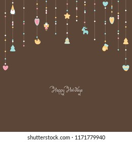 Cute flat vector illustration of Christmas pendants . For a banner, a greeting card, etc. EPS 10