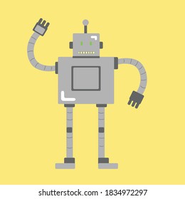 Ilustración vectorial plana con robot retro.