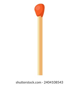 Cute flat vector illustration of an unused match stick. Unlit matchstick.