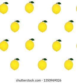 cute flat vector lemon fruit. yellow lemon background. seamless pattern.