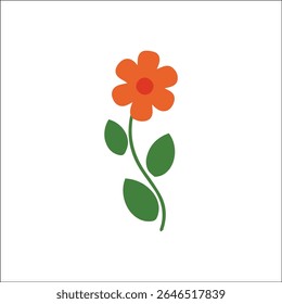 Vetor plano bonito de flor de laranja com haste verde e dois botões, ideal para ilustrações florais de primavera, projetos com temas de jardim, marca de natureza, produtos ecológicos e decoração infantil.

