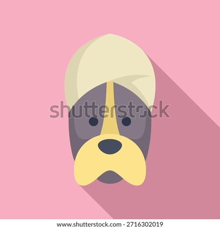 Cute, flatdesigned cartoon dog avatar with a modern look on a soft pink backdrop