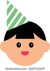 A cute flat-style avatar illustration of a character's face. Perfect for use in profile icons, customer service visuals, educational materials, sticker designs, or character-based UI elements.