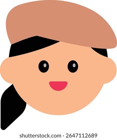 A cute flat-style avatar illustration of a character's face. Perfect for use in profile icons, customer service visuals, educational materials, sticker designs, or character-based UI elements.