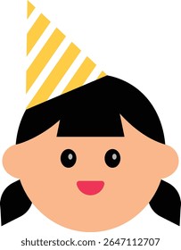 A cute flat-style avatar illustration of a character's face. Perfect for use in profile icons, customer service visuals, educational materials, sticker designs, or character-based UI elements.