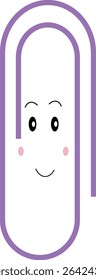 A cute flat-style illustration of a smiling paper clip with a friendly face, perfect for educational and office-themed design projects.