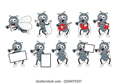 cute flies cartoon illustration graphic