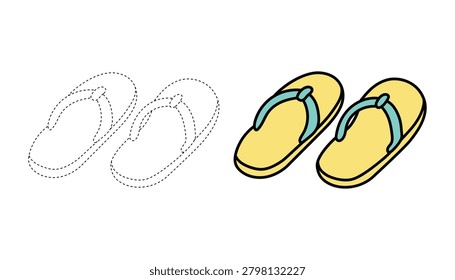 Cute Flip Flops Coloring