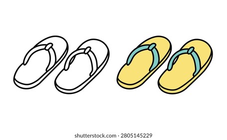 Cute Flip Flops Coloring