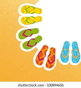 cute flip flops with space for copy, background. vector illustration