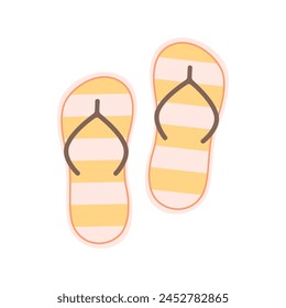 Cute flip flops. Summertime, beach shoes. Vector illustration in flat style