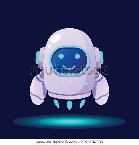 Cute Floating Robot Mascot with Glowing Effect | AI Character Vector Illustration