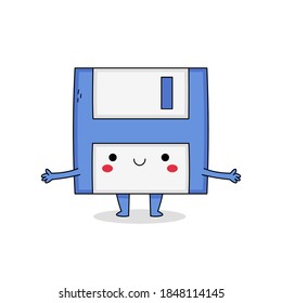 Cute floppy disk cartoon character