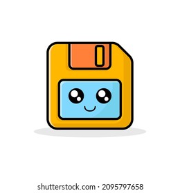 Cute Floppy Disk Cartoon Vector Icon Illustration. Flat Cartoon Style - EPS 10 Vector