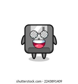 cute floppy disk character with hypnotized eyes , cute style design for t shirt, sticker, logo element