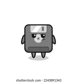 cute floppy disk character with suspicious expression , cute style design for t shirt, sticker, logo element