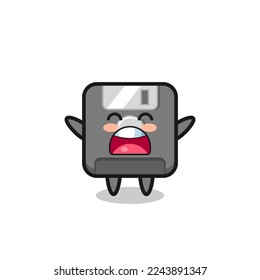 cute floppy disk mascot with a yawn expression , cute style design for t shirt, sticker, logo element