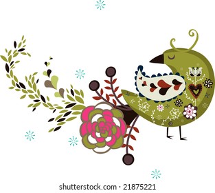 cute flora little bird