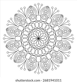 Un patrón de Vector de mandala abstracto floral lindo.
