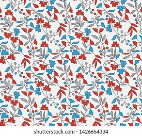 Cute floral all over  vector paisley pattern on grey