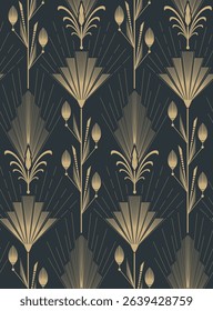 Cute floral art deco seamless pattern. Flower vector illustration background. Print in vintage style, for textile or wallpapers.
