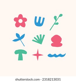 Cute floral art vector in playful colors. With its lively color palette and charming floral compositions, our artwork brings a burst of energy and cheerfulness to your projects.