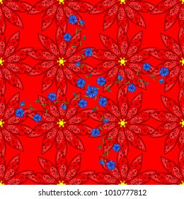 Cute floral background. Beautiful fabric pattern. Seamless pattern in small flower. Vector illustration.
