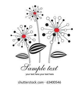 Cute floral background with black and red colors