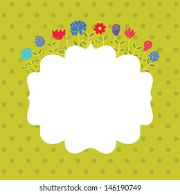 cute floral background. frame card with flowers