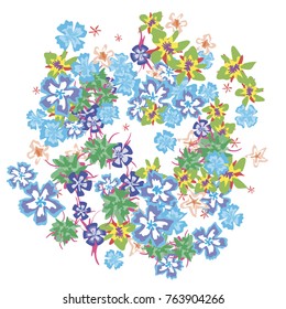 Cute Floral Background for Greeting Card, Flyer, Banner. Small Simple Flowers in Retro Style on White Background. Random Pattern.