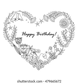 Cute floral background with a Heart Frame