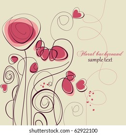Cute floral background, love message