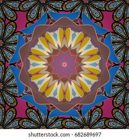 Cute floral background for textile, fabric, wrapping, scrapbooking. On backdrop. Childish design. Vector seamless pattern with hand drawn doodle flowers.