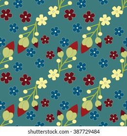 Cute floral background, vector pattern with forget-me-not flowers. Seamless vector floral pattern for cushion, pillow, bandanna, silk kerchief or shawl fabric print. Texture for clothes, bedclothes