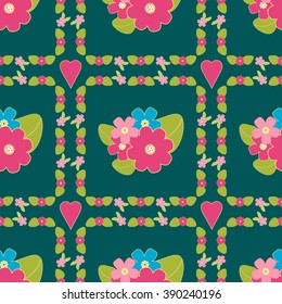 Cute floral background, vector pattern with forget-me-not flowers. Seamless vector floral pattern for cushion, pillow, bandanna, silk kerchief or shawl fabric print. Texture for clothes, bedclothes