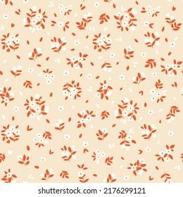 Cute floral background. Vector seamless pattern with ditsy flowers. Vintage botanical surface pattern design. Cottage core wallpaper