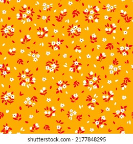 Cute floral background. Vector seamless pattern with ditsy flowers. Vintage botanical surface pattern design. Cottage core wallpaper