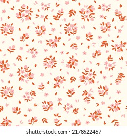 Cute floral background. Vector seamless pattern with ditsy flowers. Vintage botanical surface pattern design. Cottage core wallpaper