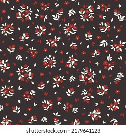 Cute floral background. Vector seamless pattern with ditsy flowers. Vintage botanical surface pattern design. Cottage core wallpaper