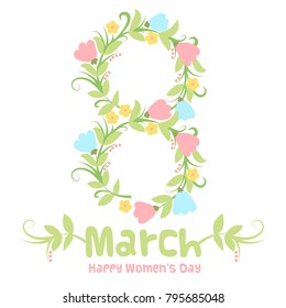 cute floral banner in cartoon doodle style with flowers in pastel tones . spring flourish  8 march banner
