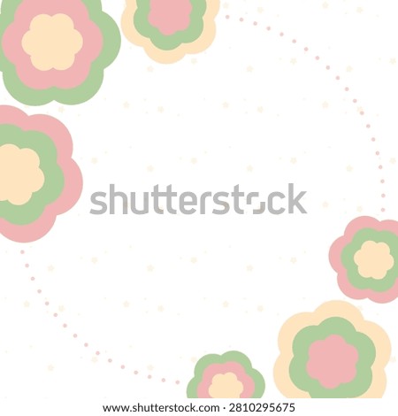 Cute floral border frame with pastel blossoms surrounding a blank center. Suitable for invitations, greeting cards, posters, certificates, and seasonal designs.